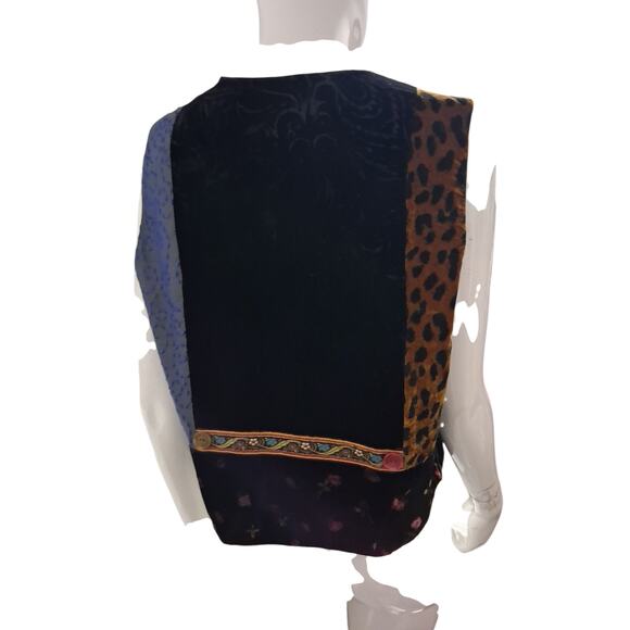 Vintage 90s Lucia Lukken Wo.ens size Small Broomskirts Eclectic Patchwork Vest - Picture 2 of 13